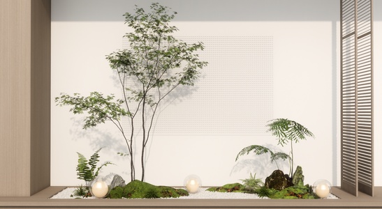 现代庭院小品_室内景观造景SU模型