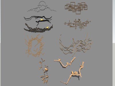 中式风格墙饰挂件 su草图模型