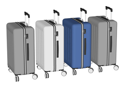 现代行李箱拉杆箱，皮箱SU模型