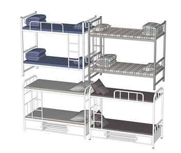 现代高低床_上下床_宿舍床SU模型