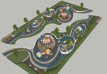 现代景观公园 星球主题儿童乐园SU模型