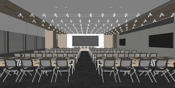 现代办公报告厅_大会议室_会议室SU模型