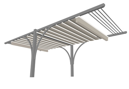 现代雨棚_电动伸缩遮雨棚_电动遮阳帘SU模型