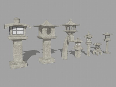 中式风格庭院景观灯 su草图模型