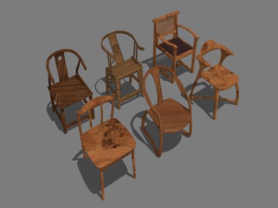 中式风格休闲椅单人椅 su草图模型