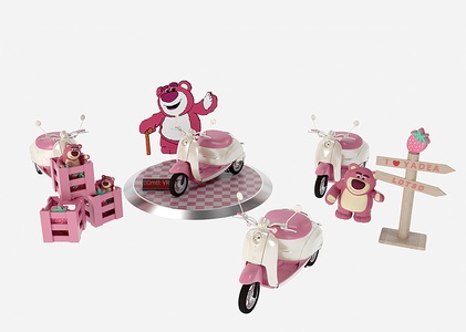 雅迪电动车展台指示牌小熊3D模型