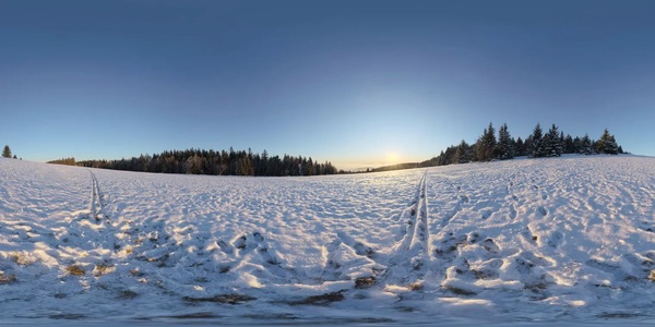 16-stierberg_sunrise黄昏黎明蓝天雪地冬季森林hdir贴图_16k