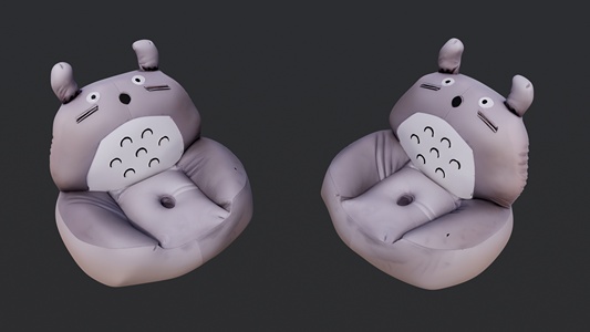 灰色龙猫沙发 su草图模型