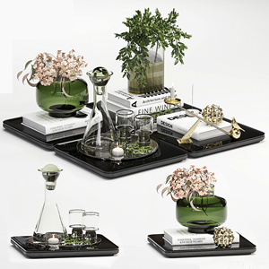 现代装饰品摆件_书籍_花瓶3D模型