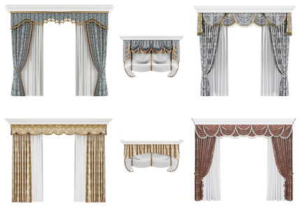 欧式古典窗帘_拉帘组合SU模型