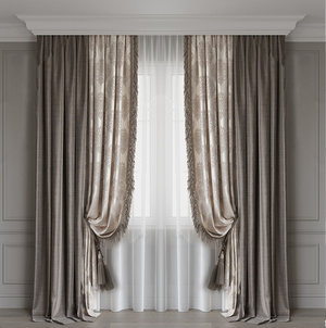 现代布艺窗帘3D模型