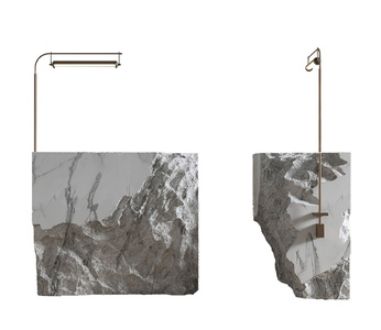 现代中古前台_毛石服务台3D模型3d模型下载