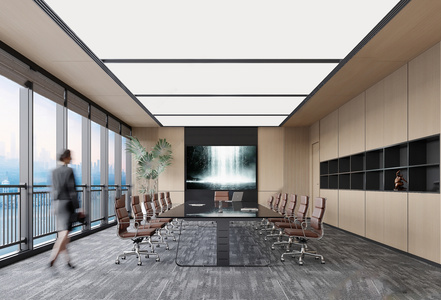 现代会议室_会议室_办公室会议桌椅3D模型