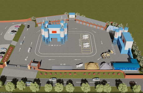现代建筑工地_搅拌站_路政公路管理_工地鸟瞰_铲车搅拌车3D模型
