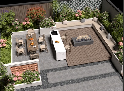 现代庭院_别墅庭院3D模型