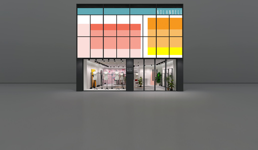 现代服装店店面，门头3d模型