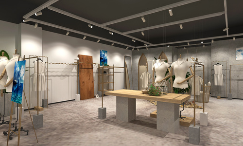 现代极简服装店设计 3d模型 (1)