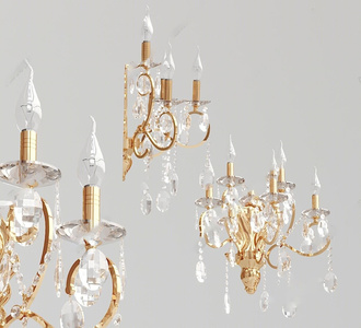 欧式古典金属玻璃壁灯su模型