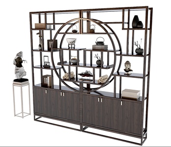 新中式博古架3D模型v