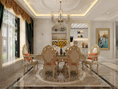 欧式古典餐厅 SU模型