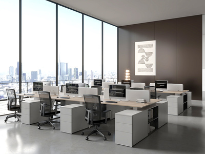 现代公共办公室_开放办公室SU模型