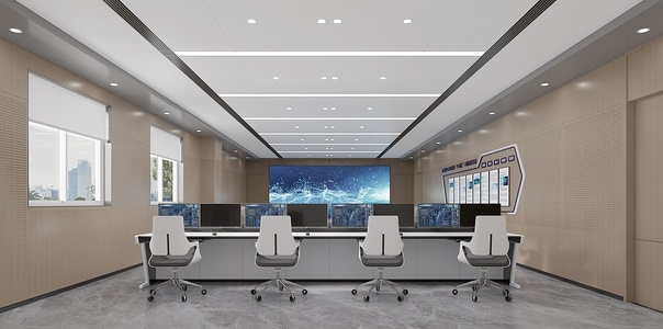 现代指挥中心_现代调控中心_监控室SU模型