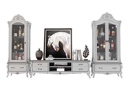 欧式电视柜酒柜摆件组合SU模型