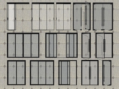 现代简约推拉门玻璃门厨房门阳台门 su草图模型