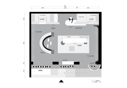 服装店平面布置图设计方案cad07