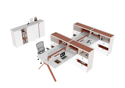 办公桌_职员桌_办公位SU模型