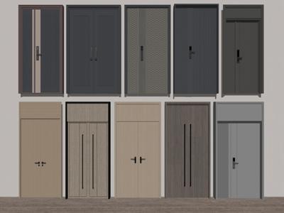 简约现代风格双开门实木门入户门防盗门别墅门