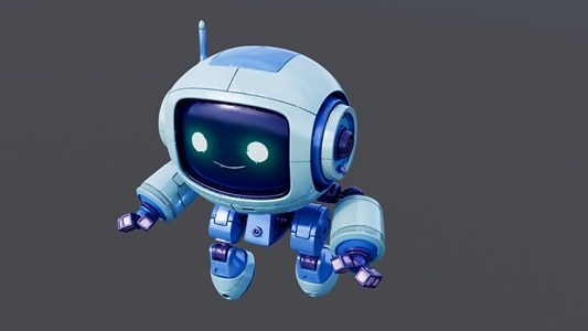 微笑的蓝色智能机器人