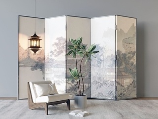 中式休闲椅_皮休闲椅_木休闲椅_塑料休闲椅-屏风SU模型