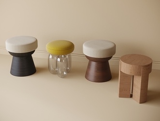 现代其他凳子，圆凳SU模型