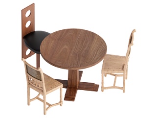 复古中古餐桌椅SU模型