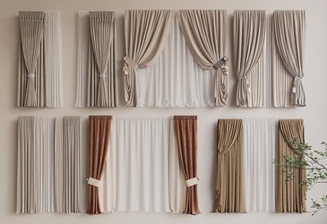 现代窗帘组合SU模型