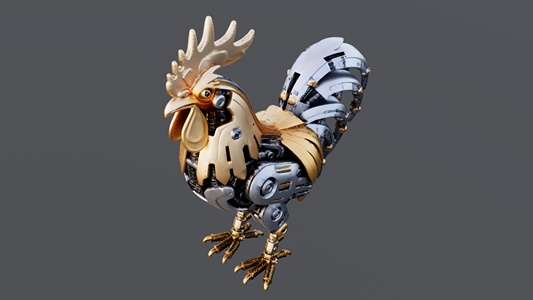 生肖机械鸡雕塑