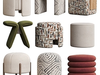 现代中古凳子组合SU模型