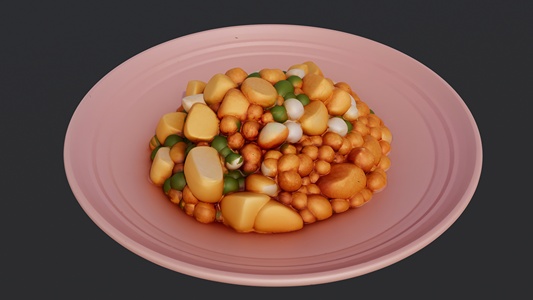 一盘宫保鸡丁菜品 su草图模型