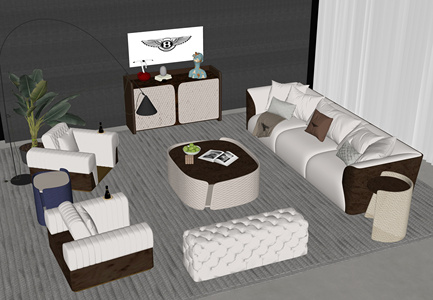 现代轻奢沙发组合SU模型