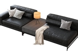 现代双人沙发 皮沙发SU模型