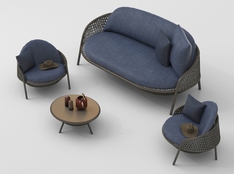 现代户外沙发 户外卡座沙发SU模型