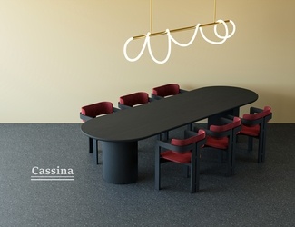 意式简约餐桌椅SU模型