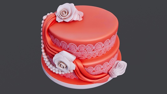玫瑰花双层蛋糕 su草图模型