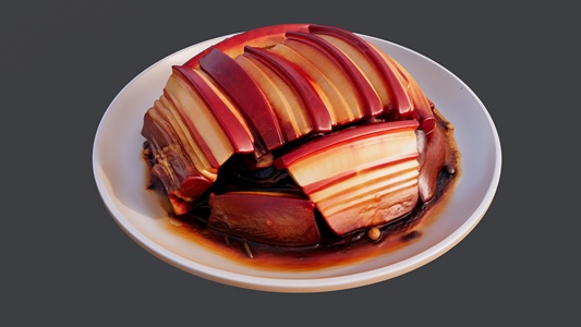 一盘秘制红烧肉 su草图模型