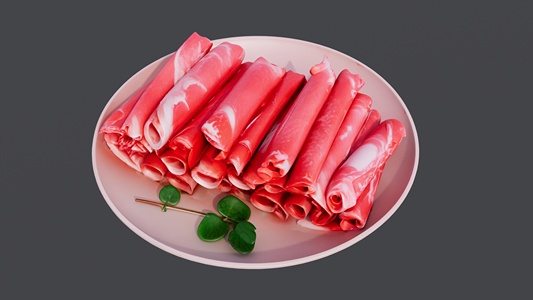 一盘羊肉卷 su草图模型