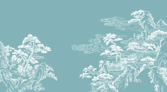 天青色，中式壁画