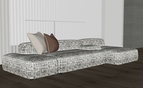 现代中古多人沙发SU模型