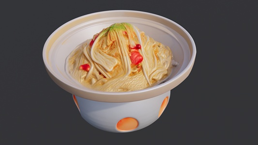 白菜酒精灯锅 su草图模型