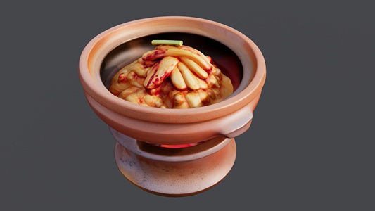 棕色砂锅酥肉 su草图模型